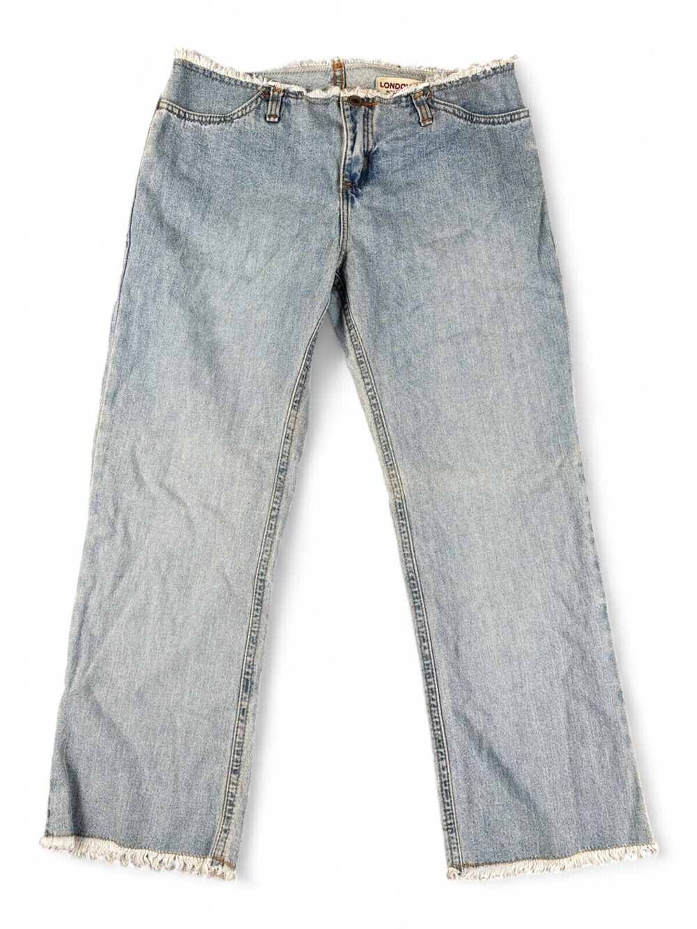 London Jean Straight Leg Jeans Size 6 Light Wash Raw Hem